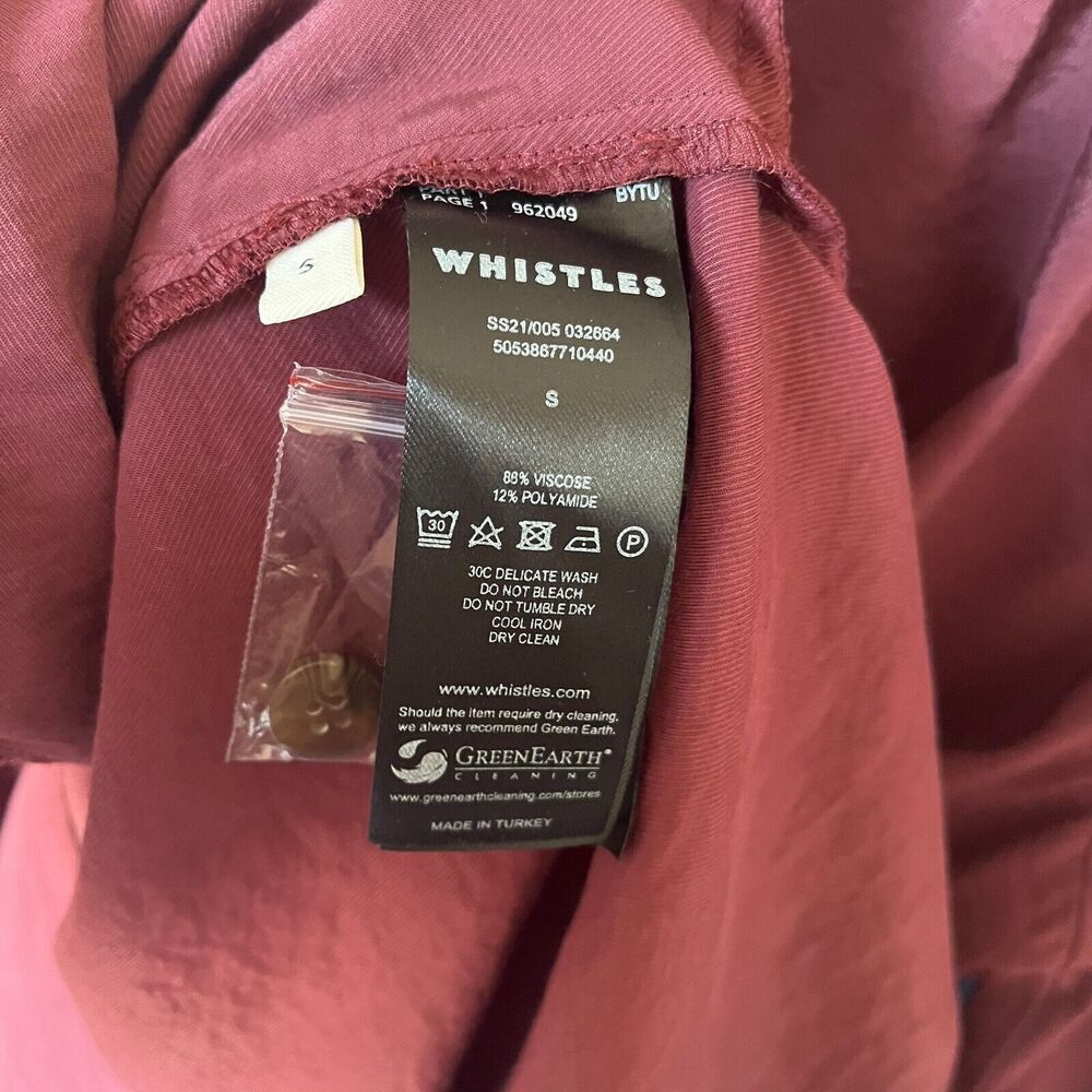 Whistles Enola Sack Dress Long Sleeve Ruffled Neck Burgundy Size Small - Picture 4 of 5